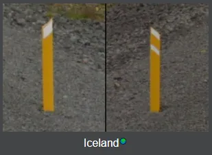 Screenshot of example Icelandic bollards on
geohints.com