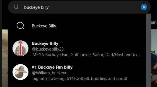 Screenshot of Buckeye Billy's Twitter