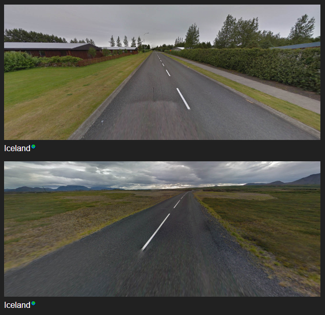 Example screenshots of Iceland on geohints.com