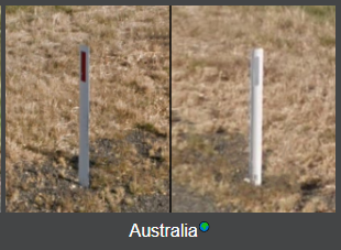 Screenshot of example Australian bollards on geohints.com